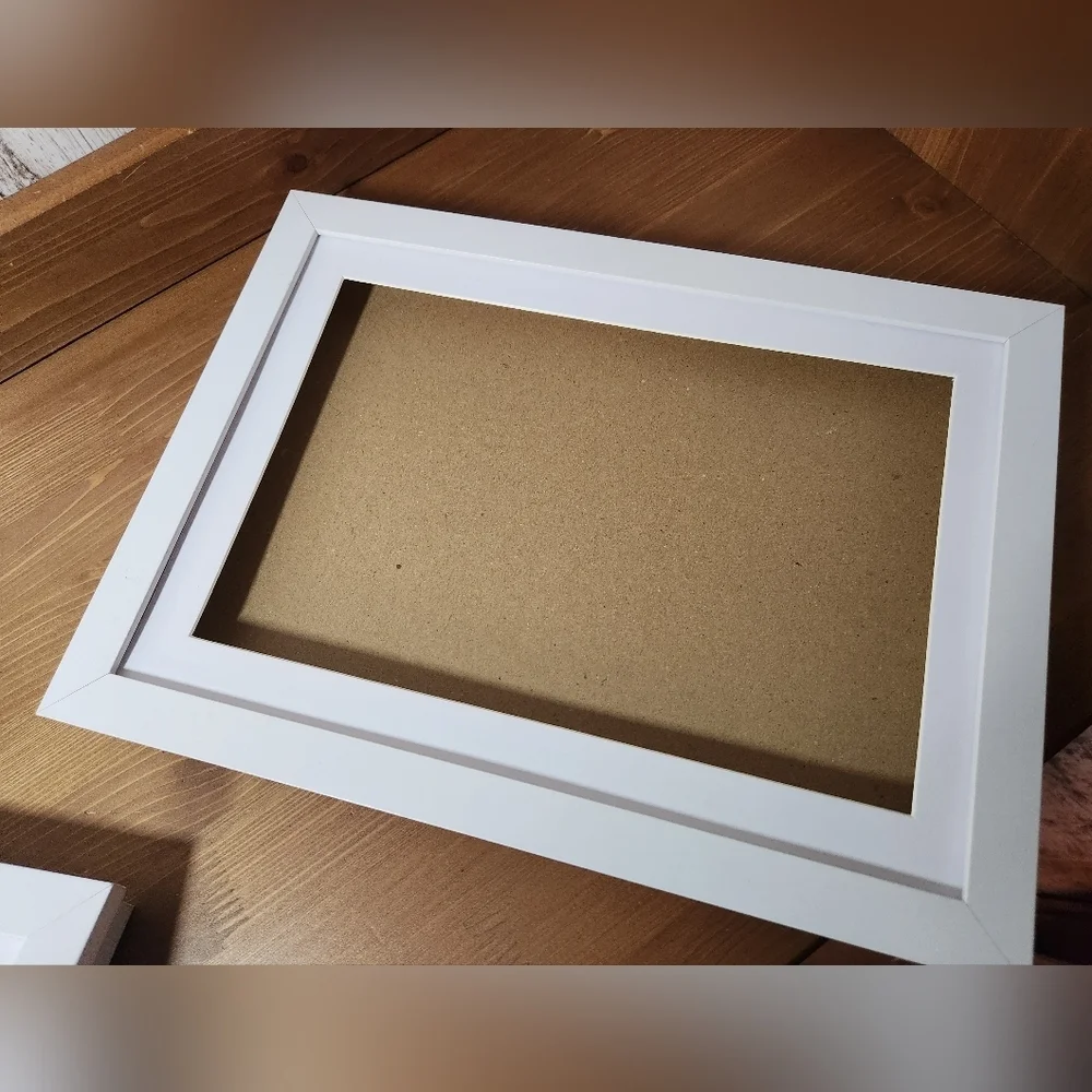 Set of Art Frame Hinged Front Opening Magnetic Closure Storage Compartment White
